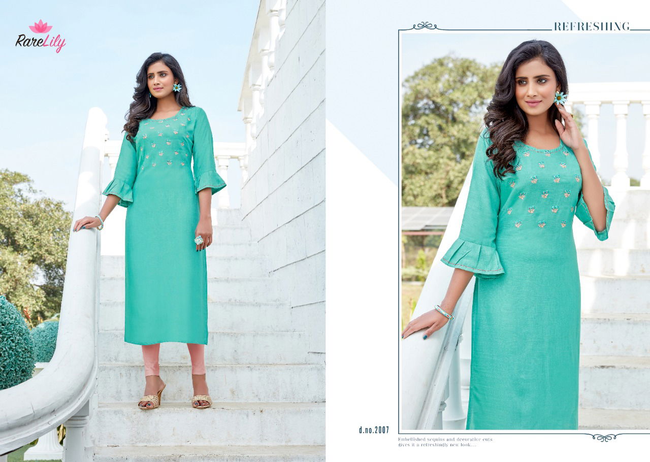 Rare Lily Netflix Ethnic Wear Rayon Embroidery Designer Kurti Collection